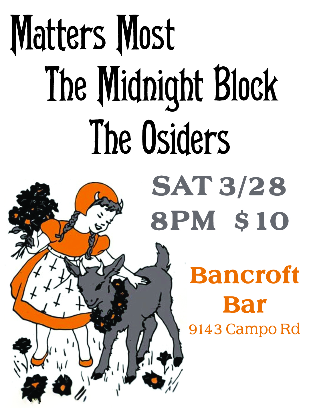 Matters Most / Midnight Block / The Osiders flyer