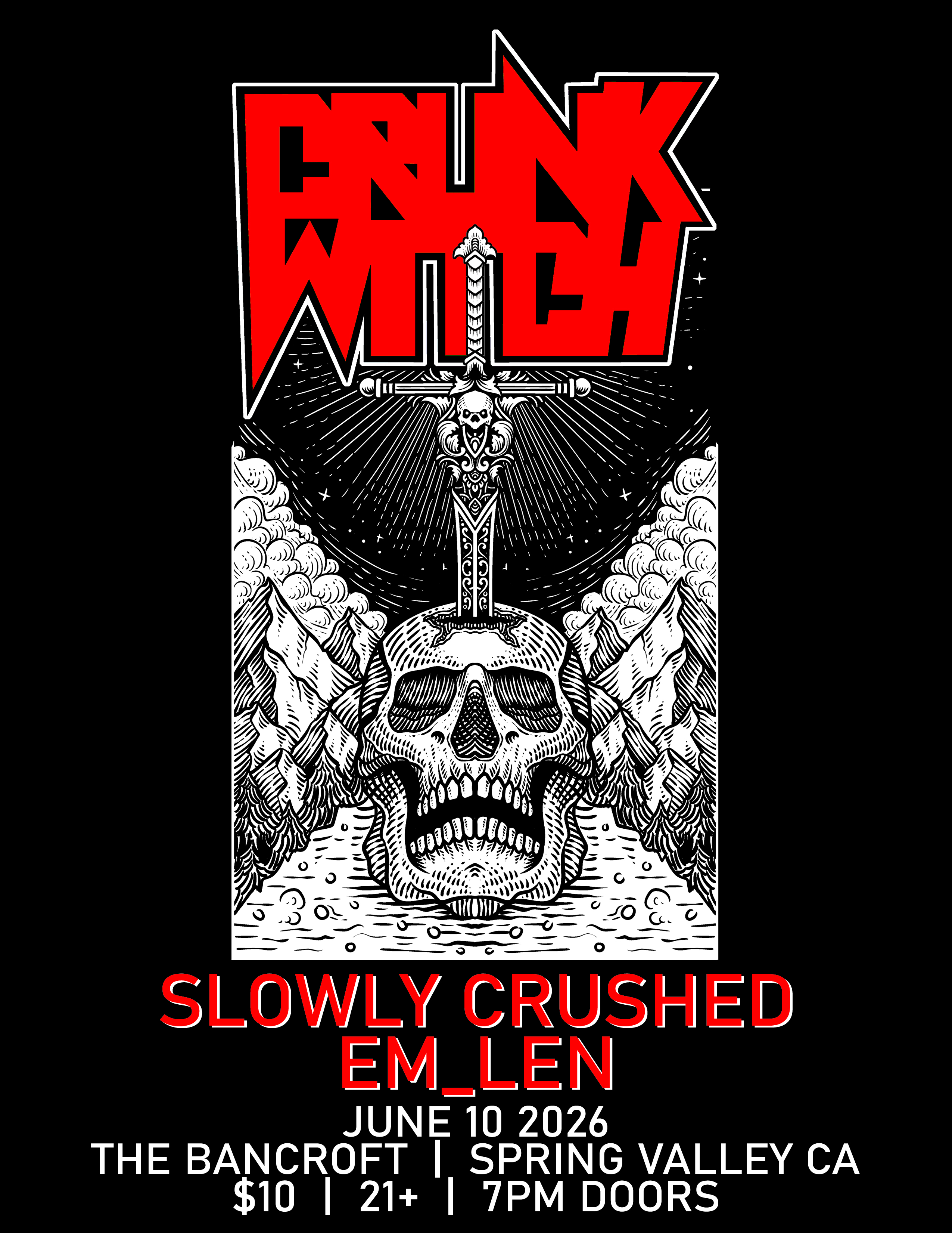 Crunk Witch / Slowly Crushed / EM_LEN flyer