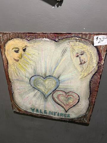 Valentines painted wood panel