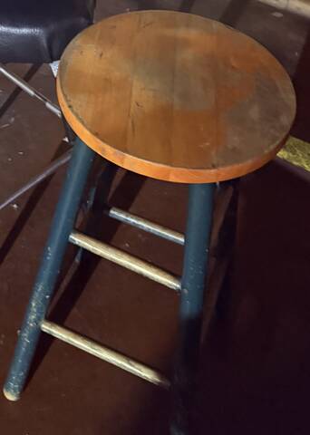 Round wood-top bar stool